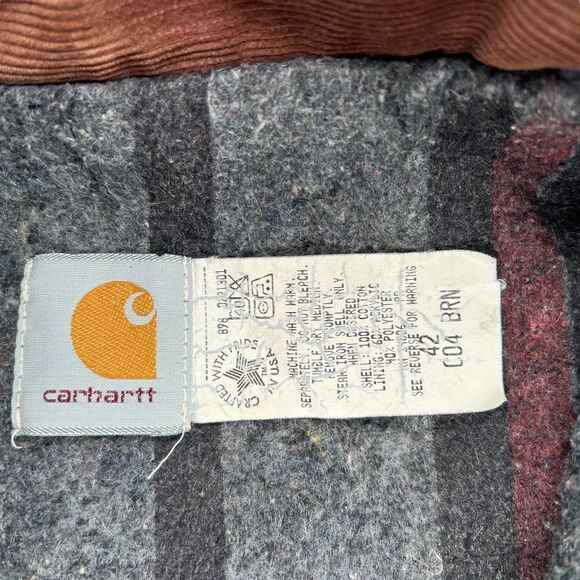 Carhartt Coat Mens Size 42 Vintage C04 Duck Blanket Lined Insulated Chore Jacket - Picture 9 of 11